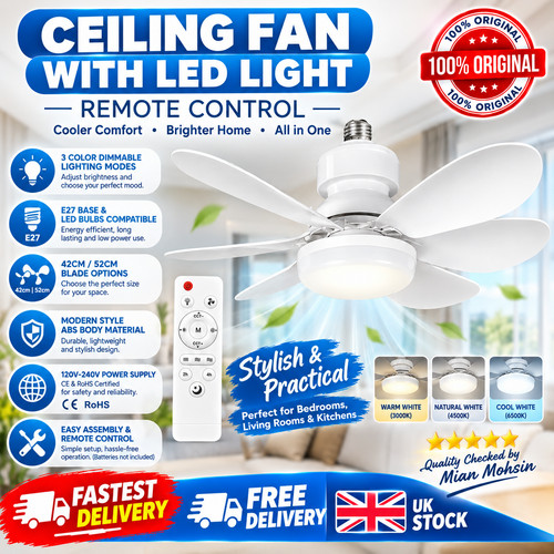 Modern e27 led ceiling fan - led,