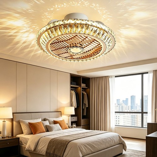 Crystal ceiling fan with led - fan,