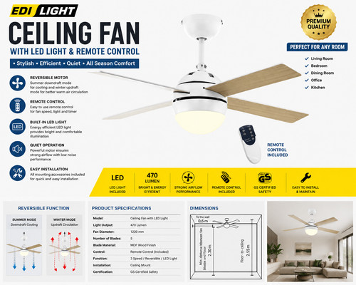 Eglo led ceiling fan - ceiling, with