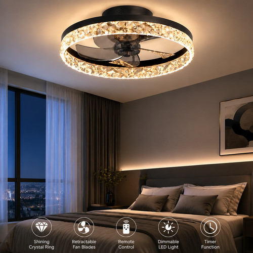 Led crystal ceiling fan light - ceiling,